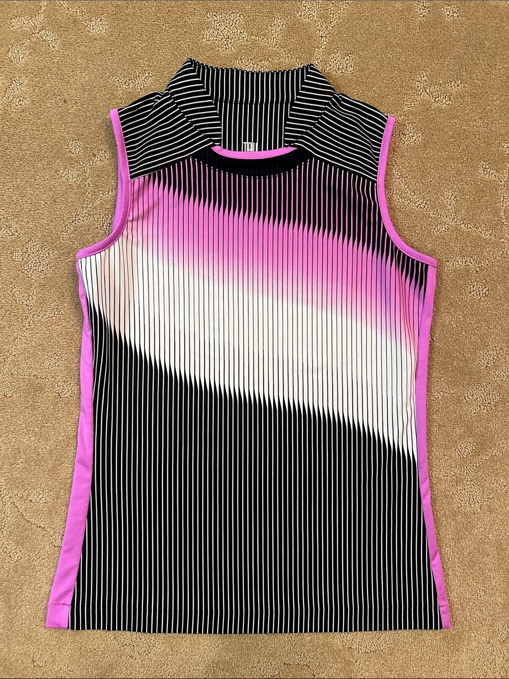 Tail Pink & Black Striped Sleeveless Golf Polo Tank, XS